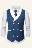 Black Shawl Lapel Double Breasted Men's Suit Vest