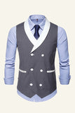 Black Shawl Lapel Double Breasted Men's Suit Vest