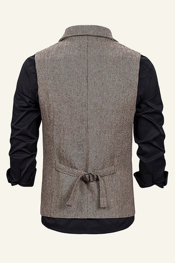Notched Lapel Single Breasted Men's Suit Vest