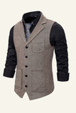 Notched Lapel Single Breasted Men's Suit Vest