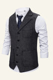 Notched Lapel Single Breasted Men's Suit Vest