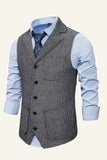 Notched Lapel Single Breasted Men's Suit Vest