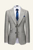 Load image into Gallery viewer, Grey Plaid Peak Lapel 3 Piece Men Wedding Suits