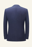 Dark Blue Pinstriped 3 Piece Men Wedding Suits