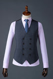 Dark Blue Single-Breasted 3-Piece Men's Suit