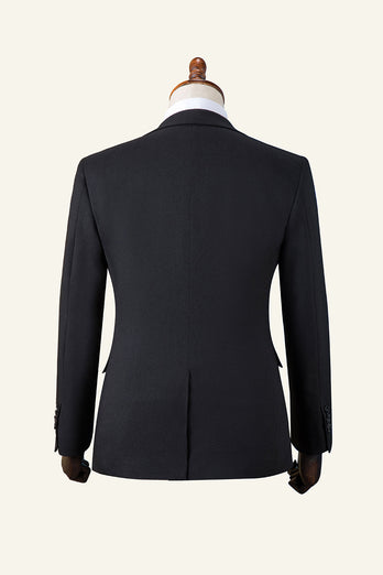 Black Peaked Lapel 3-Piece Men's Suit Tuxedo