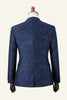 Load image into Gallery viewer, Dark Blue Peaked Lapel Printed 3-Piece Men&#39;s Suit Tuxedo