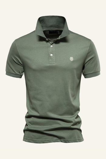 Classic Grey Green Regular Fit Collared Men's Polo Shirt