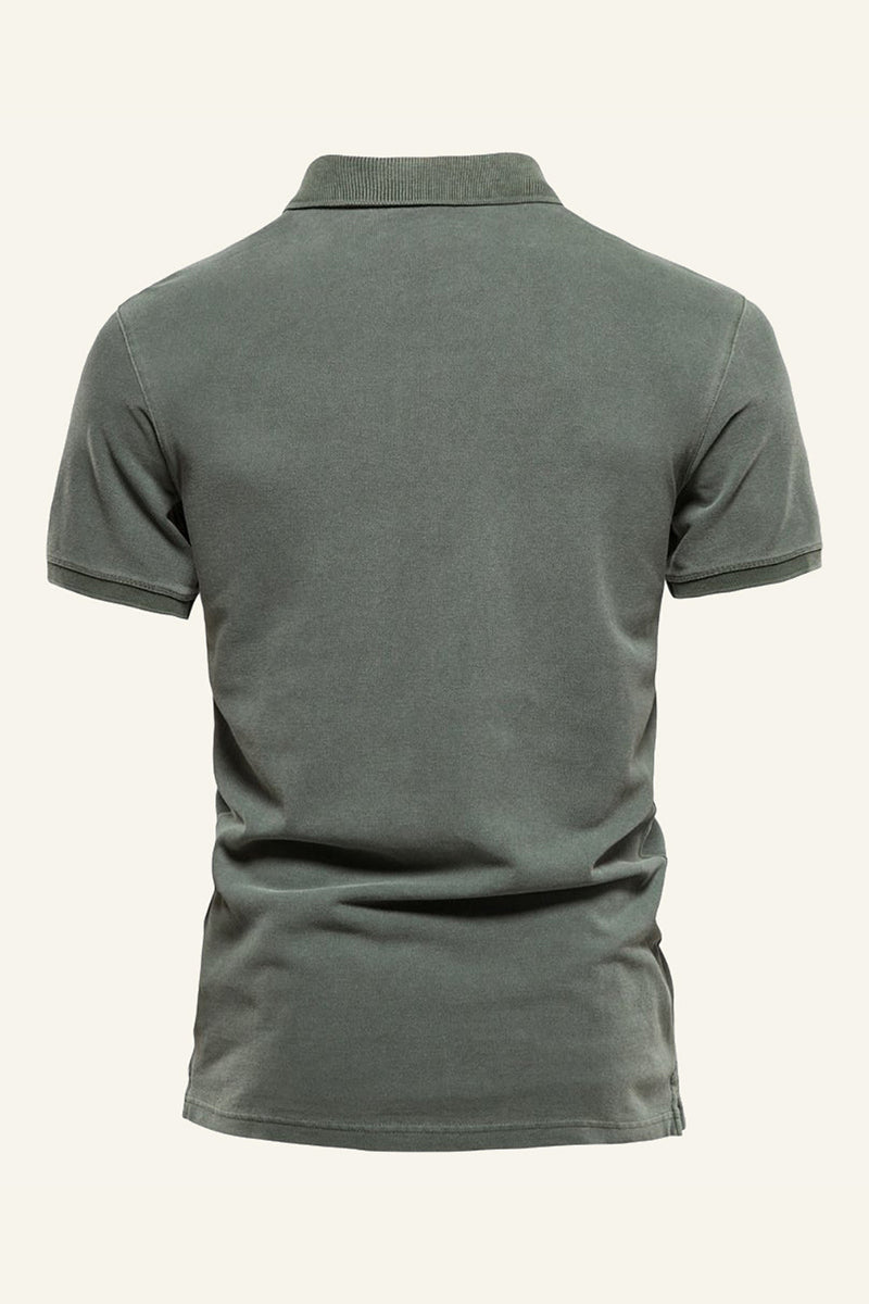 Load image into Gallery viewer, Classic Grey Green Regular Fit Collared Short Sleeves Men&#39;s Polo Shirt