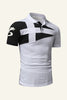 Load image into Gallery viewer, Black and Grey Regular Fit Collared Patchwork Men&#39;s Polo Shirt