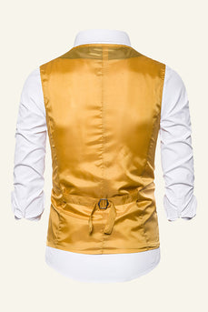 Sparkly Golden Lapel Sequins Men's Vest with Bow Tie
