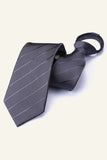 Dark Grey Striped Men's Tie For Party