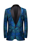 Blue Jacquard Shawl Lapel Men's Party Blazer