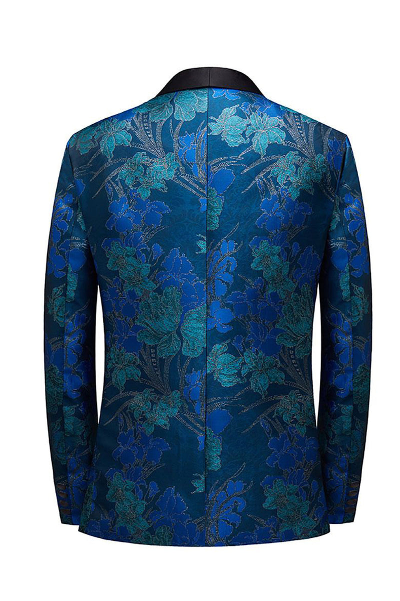 Load image into Gallery viewer, Blue Jacquard Shawl Lapel Men&#39;s Party Blazer