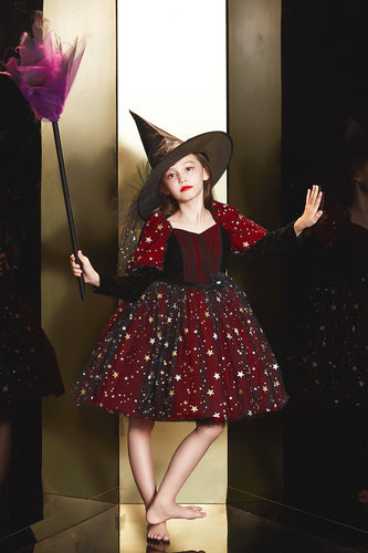 Sparkly Red Halloween Girl Dress with Star