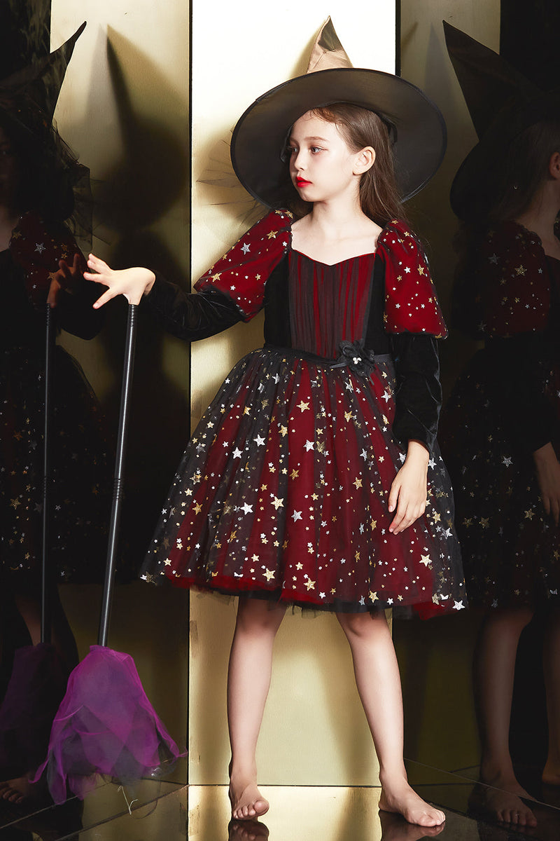 Load image into Gallery viewer, Sparkly Red Halloween Girl Dress with Star