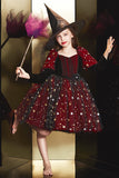 Sparkly Red Halloween Girl Dress with Star