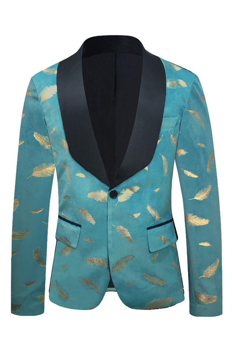 Load image into Gallery viewer, Turquoise Jacquard Shawl Lapel Men&#39;s Formal Blazer