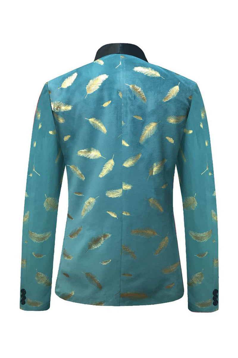 Load image into Gallery viewer, Turquoise Jacquard Shawl Lapel Men&#39;s Formal Blazer