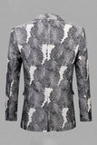 Grey Silver Jacquard Peak Lapel Men's Formal Blazer