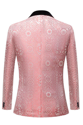 Light Pink Jacquard Shawl Lapel 2 Piece Men's Formal Suits