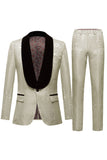 Light Pink Jacquard Shawl Lapel 2 Piece Men's Formal Suits