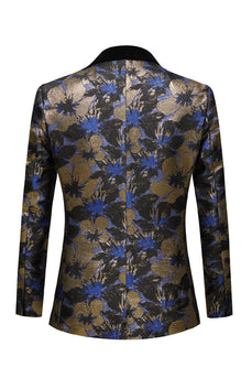 Blue Jacquard Shawl Lapel Men's 2 Piece Formal Suits