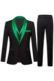 Black and Champagne 3 Piece Shawl Lapel Men's Formal Suits