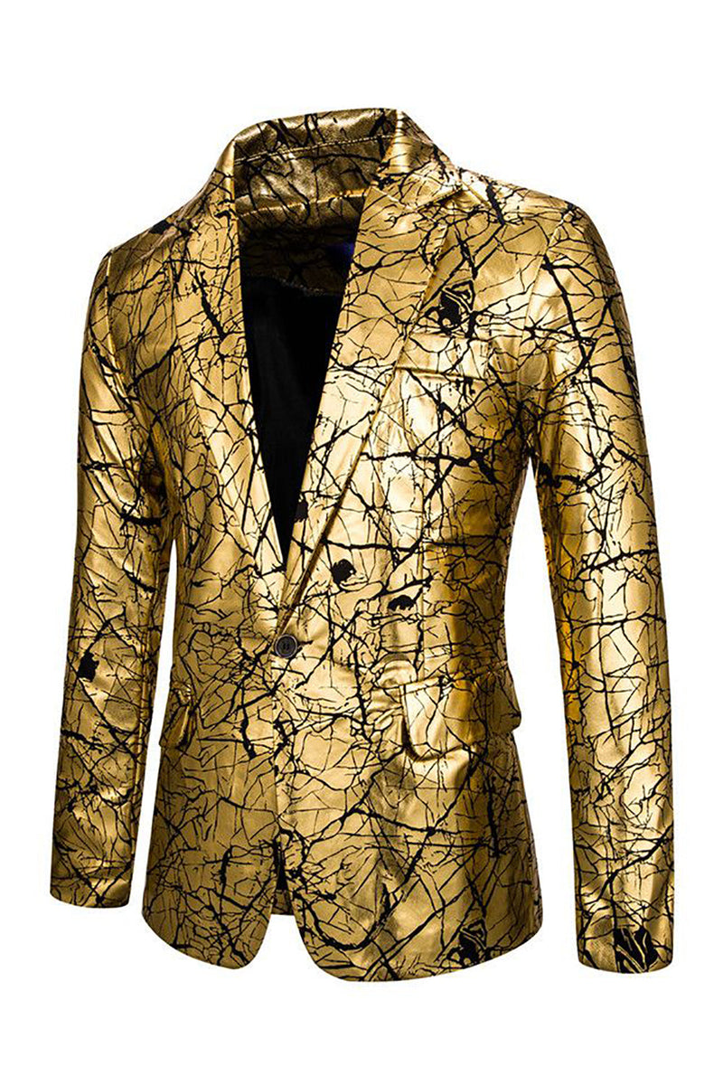 Load image into Gallery viewer, Sparkly Golden Notched Lapel Men&#39;s Formal Blazer