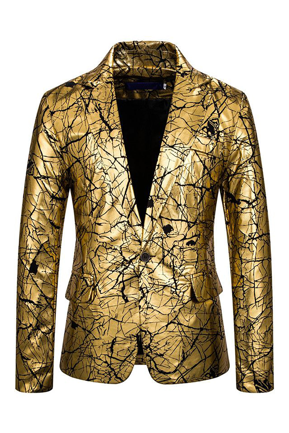Sparkly Golden Notched Lapel Men's Formal Blazer