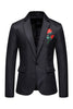 Load image into Gallery viewer, Black Notched Lapel Flower Men&#39;s Formal Blazer