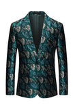 Dark Green Jacquard Notched Lapel Men's Formal Blazer