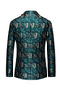 Load image into Gallery viewer, Dark Green Jacquard Notched Lapel Men&#39;s Formal Blazer