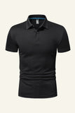 Black Short-Sleeves Men's Casual Polo Shirt