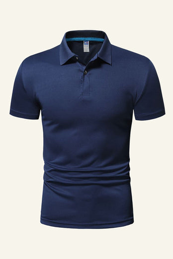 Black Short-Sleeves Men's Casual Polo Shirt