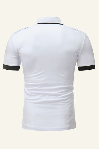 Patchwork Cotton Short Sleeve Men Casual Polo Shirt