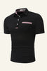 Load image into Gallery viewer, Black Patchwork Short Sleeves Men Casual Polo Shirt