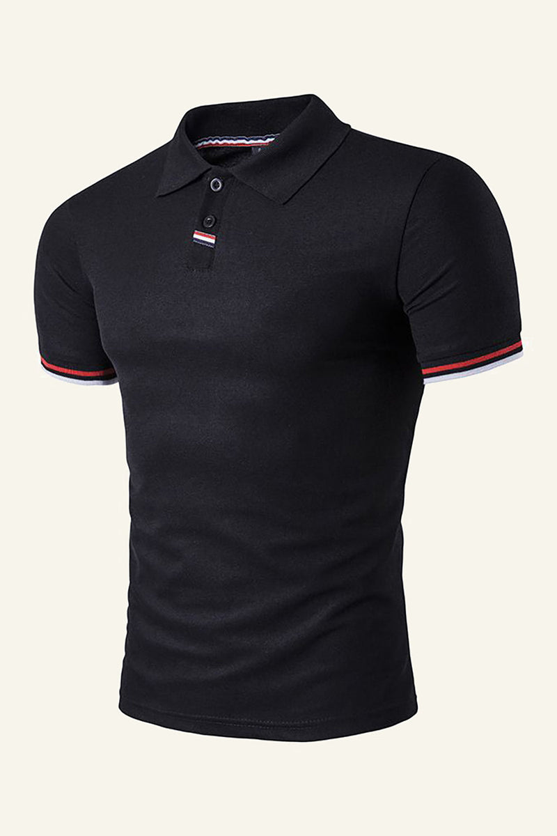 Load image into Gallery viewer, Black Short-Sleeve Casual Men&#39;s Polo Shirt