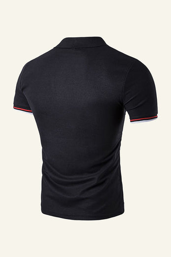 Black Short-Sleeve Casual Men's Polo Shirt