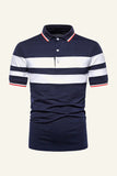 Stripes Black Short Sleeves Casual Men Polo Shirt