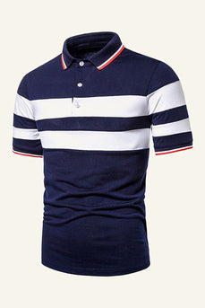 Stripes Black Short Sleeves Casual Men Polo Shirt
