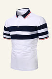 Stripes Black Short Sleeves Casual Men Polo Shirt