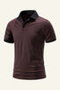 Load image into Gallery viewer, Brown Stripe Short Sleeves Slim Fit Men Polo Shirt