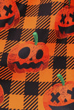 Orange Print Halloween Retro Dress with Long Sleeves