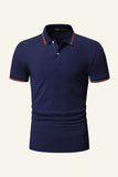 Slim Fit Short Sleeves Navy Men Polo Shirt