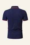 Slim Fit Short Sleeves Navy Men Polo Shirt