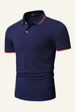 Slim Fit Short Sleeves Navy Men Polo Shirt