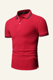 Slim Fit Short Sleeves Navy Men Polo Shirt