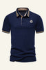 Load image into Gallery viewer, Slim Fit Navy Short Sleeves Men Polo Shirt