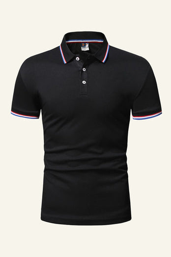 Men's Black Cotton Short Sleeve Men Casual Polo Shirt